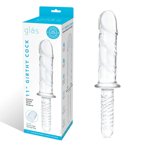Glas 11 Inch Girthy Cock Double Ended With Handle