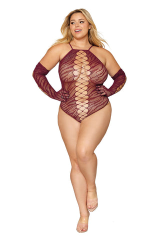 Teddy and Gloves - Queen Size - Burgundy