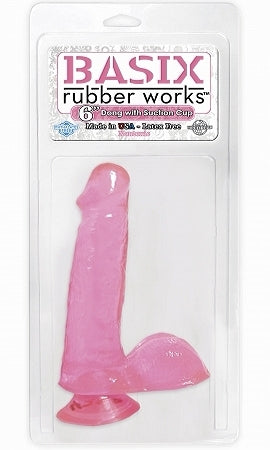 Basix Rubber Works 6 inches Suction Cup Pink Dong