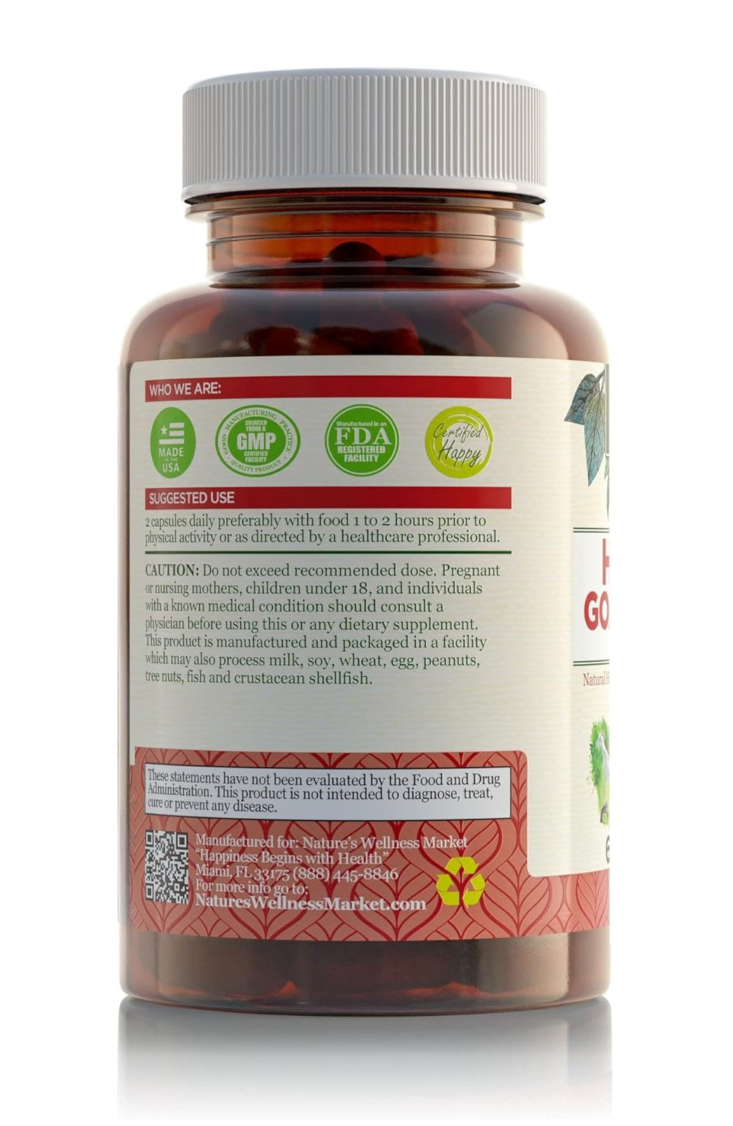 Natures Wellness Horny Goat Weed Extract Maca Root 60 Capsules