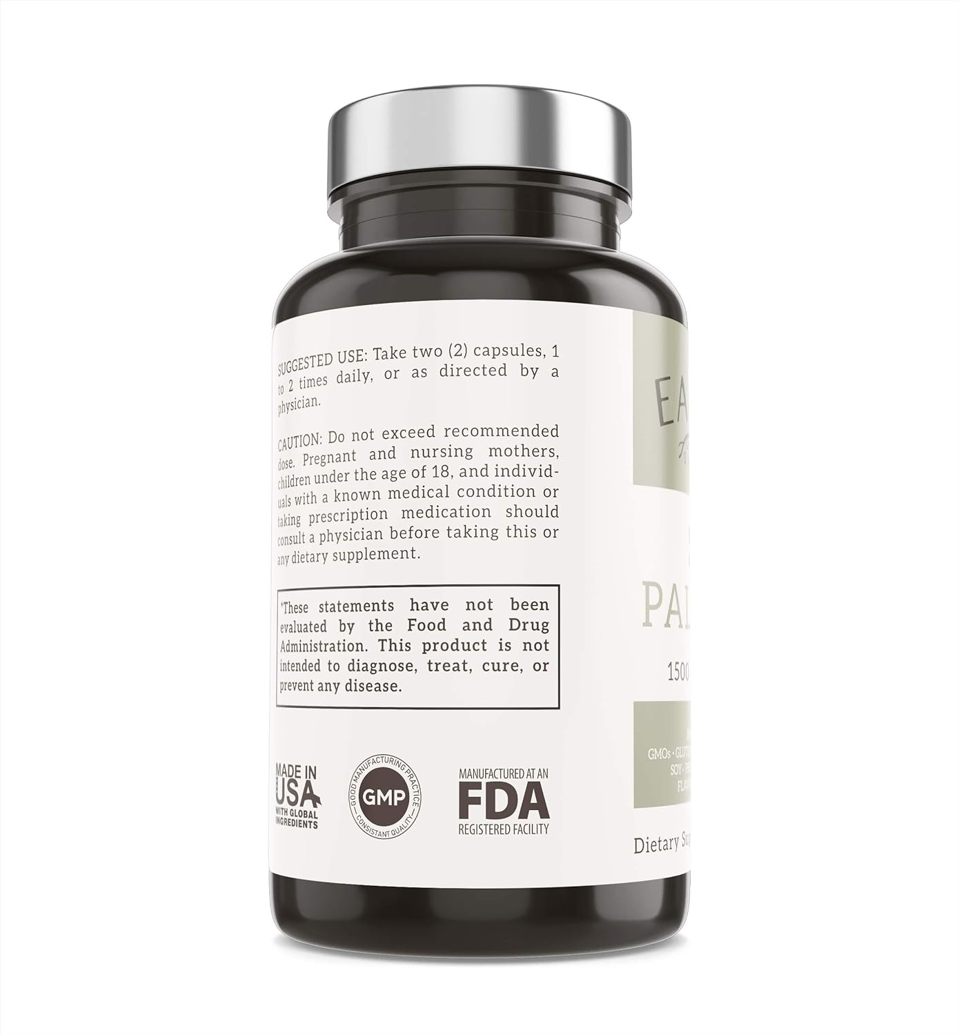 Earthen Saw Palmetto Dietary Supplement 180 Capsules