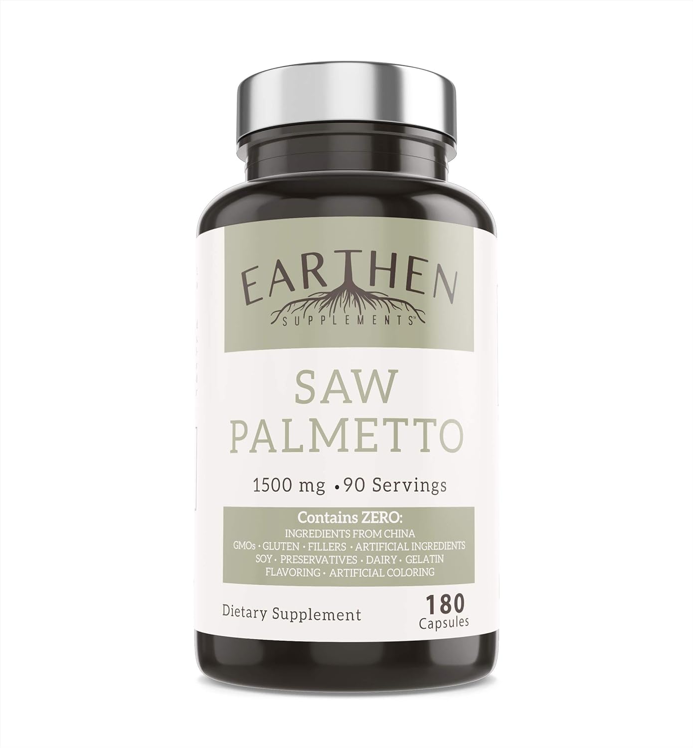 Earthen Saw Palmetto Dietary Supplement 180 Capsules