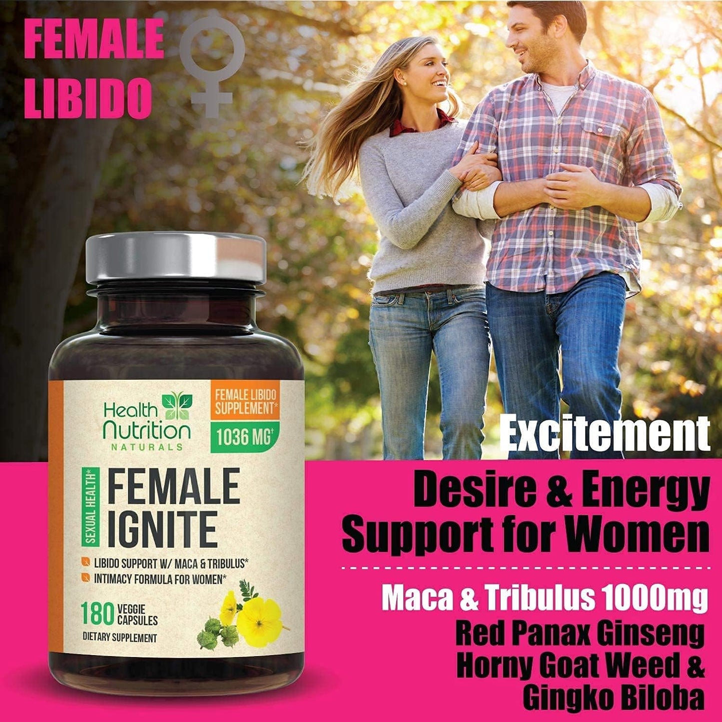 Female Libido Maca Tribulus Horny Goat Weed Supplement 120ct