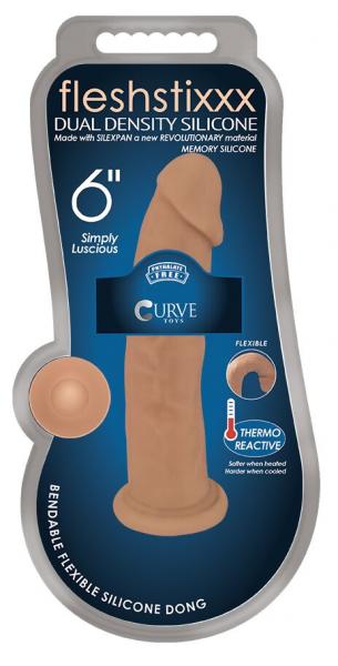 Fleshstixxx 6 inches Silicone Dildo No Balls Latte