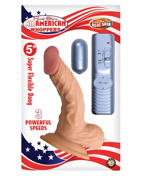All American Whopper 5 inches Vibrating Dildo, Balls Beige