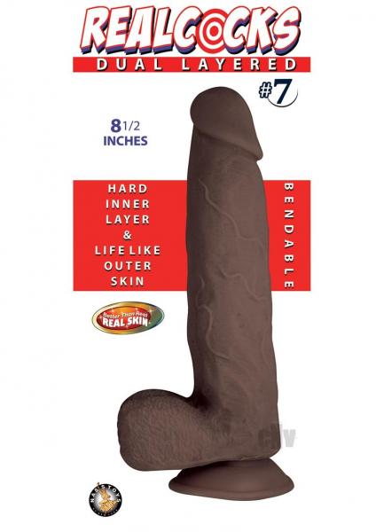 Realcocks Dual Layered -7 Dark Brown Dildo