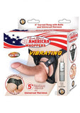 All American Whoppers 5 inches Vibrating Curved Dong, Balls Beige & Universal Harness
