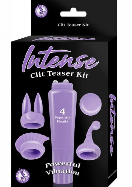 Intense Clit Teaser Kit Purple Mini Massager with 4 Heads