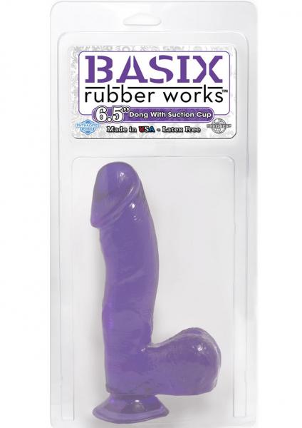 Basix Rubber Works 6.5 inches Purple Dong Suction Cup