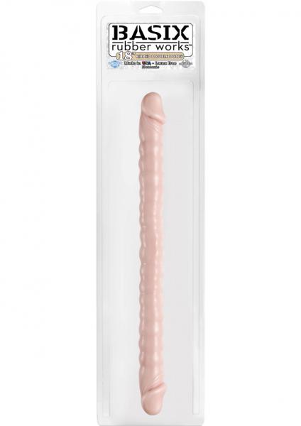 Basix Rubber Works 18 Inches Ribbed Double Dong Beige