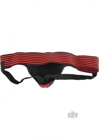 Rouge Leather Jockstrap Stripes Red Black