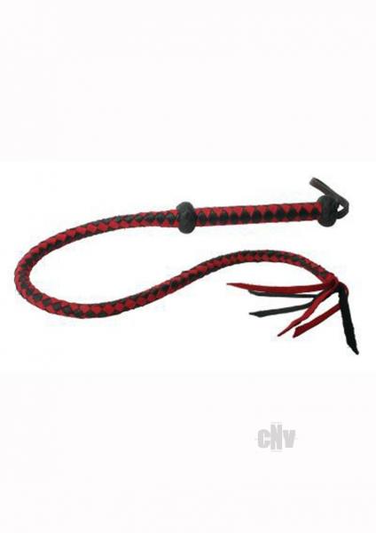 Premium Red And Black Leather Whip