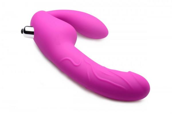 Royal Rider Vibrating Strapless Strap On Dildo Purple