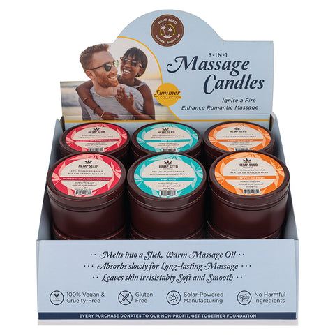 Hemp Seed 3-in-1 Massage Candle Prepack Display of 12