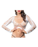 Beverly Hills Naughty Girl Crotchless Mixed Hole Leggings White O/s