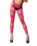 Beverly Hills Naughty Girl Crotchless Mesh & Fishnet Leggings Pink O/s