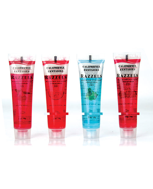 Razzels 3 In 1 Warming Lubricant - .5 Oz Tube Asst. Flavors Bowl Of 52