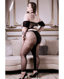 Sheer Fantasy Missing You Opaque & Net Off Should Top w/Leggings Black QN