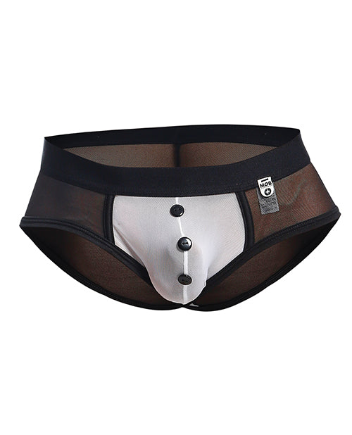 Male Basics Mob Maitre D Brief, Bow & French Cuffs Black/white Lg