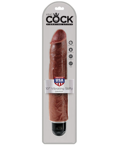 King Cock 10" Vibrating Stiffy - Brown