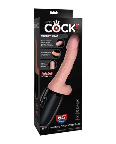 King Cock Plus Thrusting, Warming & Vibrating 6.5" Triple Threat Dong