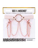Sex & Mischief Peaches 'n CreaMe Collar w/Nipple Clamps