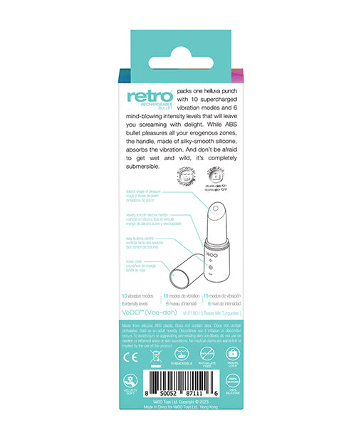 Vedo Retro Rechargeable Bullet Lip Stick Vibe - Turquoise