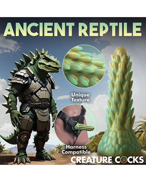 Creature Cocks Stegosaurus Spiky Reptile Silicone Dildo - Teal/gold