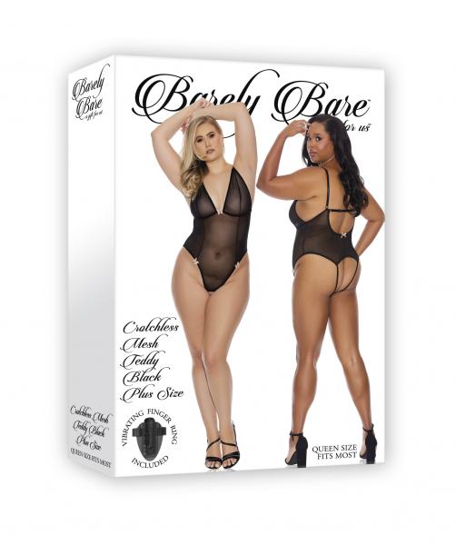 Barely B Crotchless Mesh Teddy Ps Blk