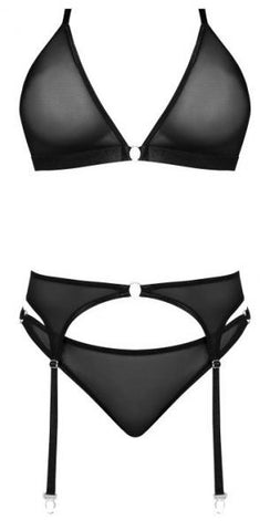 Sassy Bra Garter & Rouched Panty Black 2xl