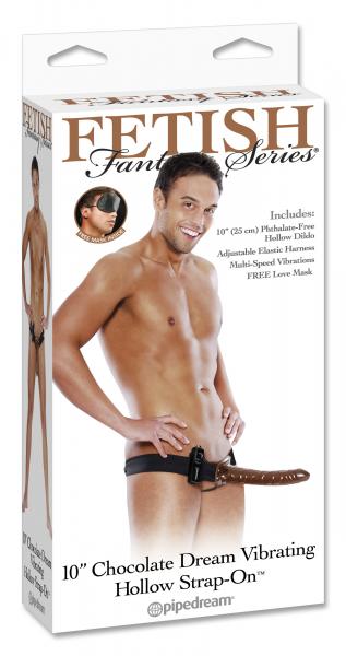 10 InchChocolate Dream Vibrating Hollow Strap-On