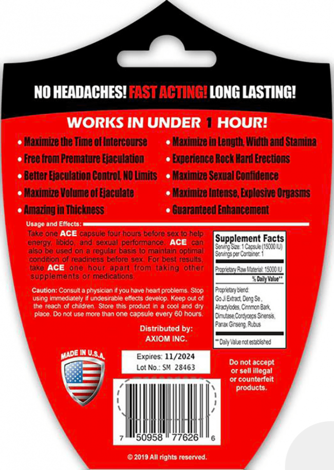 ACE 15000IU Your Go To Male Performance Enhancer Blue Pills