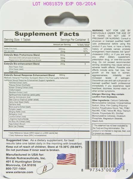 ExtenZe Plus Doctor Approved Male Enhancement Five Days Supply