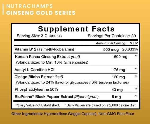 Nutra Champs Korean Red Panax Ginseng 90 Vegan Capsules