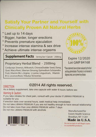 L-Premium 2500mg Sexual Performance Enhancement for Men 1 Pill