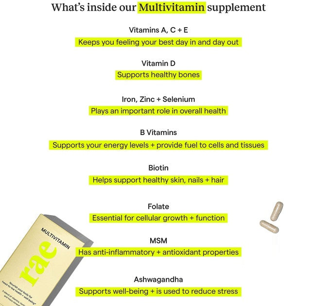 Rae Women's Multivitamin Supplement Gluten Free 60 Capsules