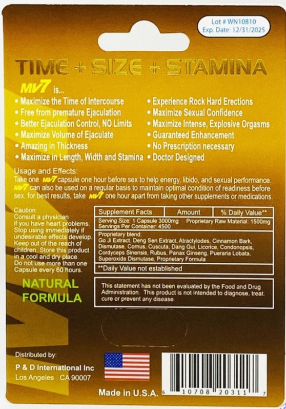 MV7 Days Gold 4500mg Male Sexual Enhancement Pill