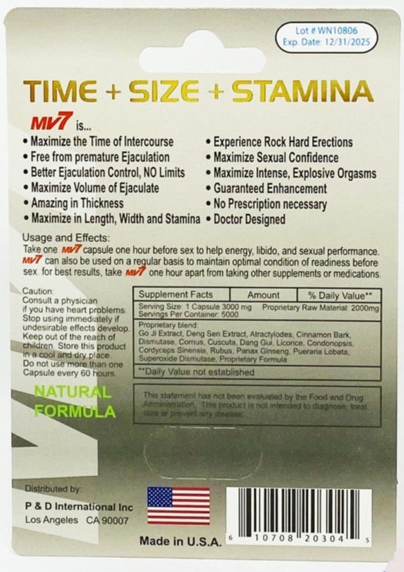 MV7 Days Platinum 5000mg Male Sexual Enhancement Pill