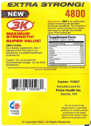 3 KO White 3 Pill Extra Strong Male Sexual Libido Enhancer 4800mg