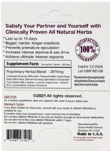 New Premium 2875 mg Sexual Performance Enhancement for Men 1 Pill