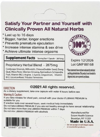 New Premium 2875 mg Sexual Performance Enhancement for Men 1 Pill