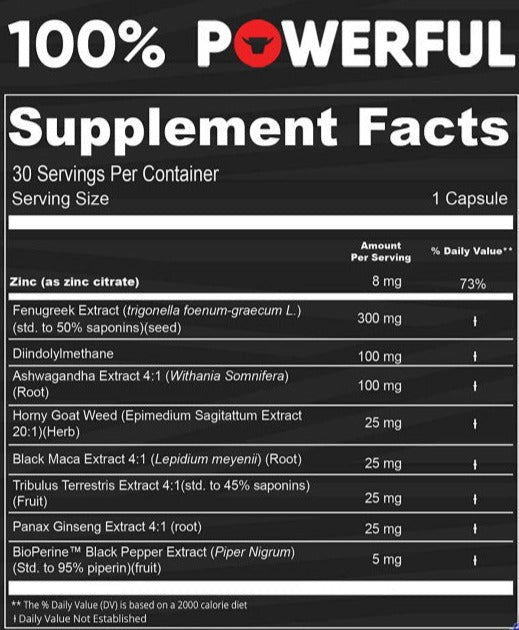 Powerful Foods Testosterone Booster Gluten Free 30 Capsules