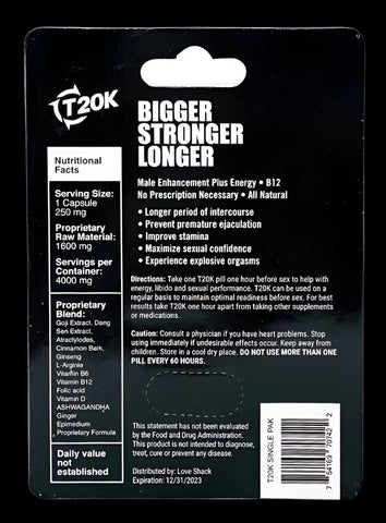 Titanium 20K Male Enhancement Energy Supplement Pill