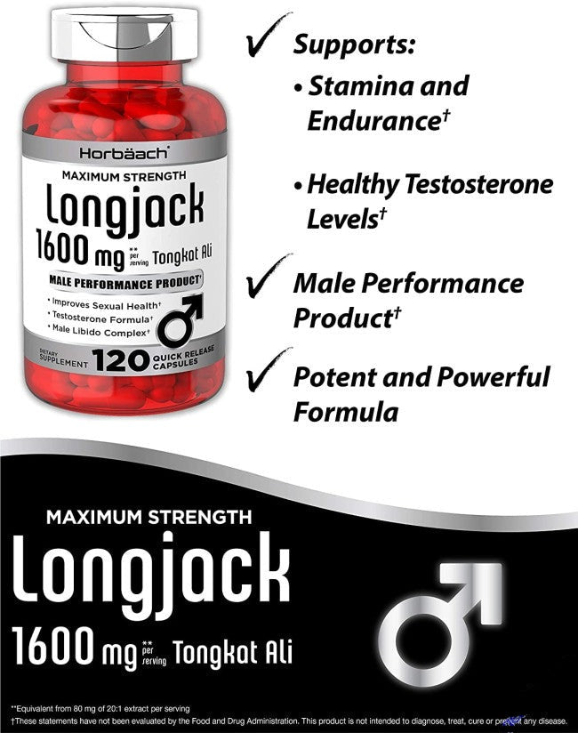 Horbaach Longjack Tongkat Ali Testosterone 120 Capsules