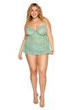 Babydoll and G-String - Queen Size - Seafoam