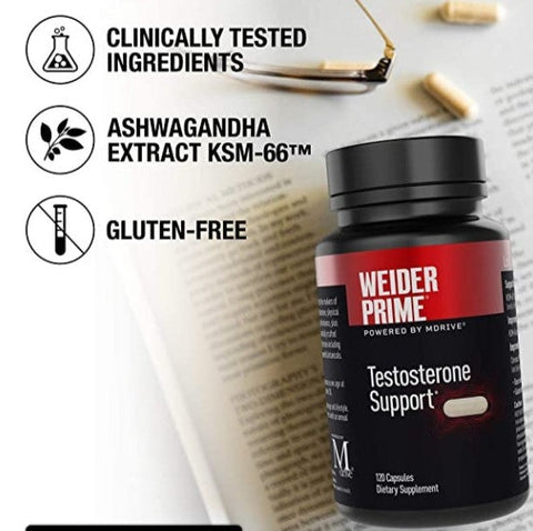 Weider Prime Testosterone Supplement for Men 120 Capsules