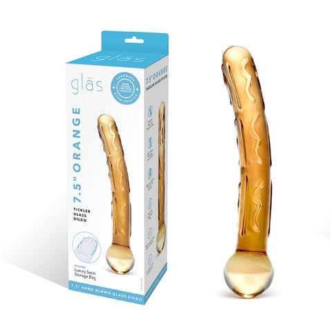 Orange Tickler Glass Dildo