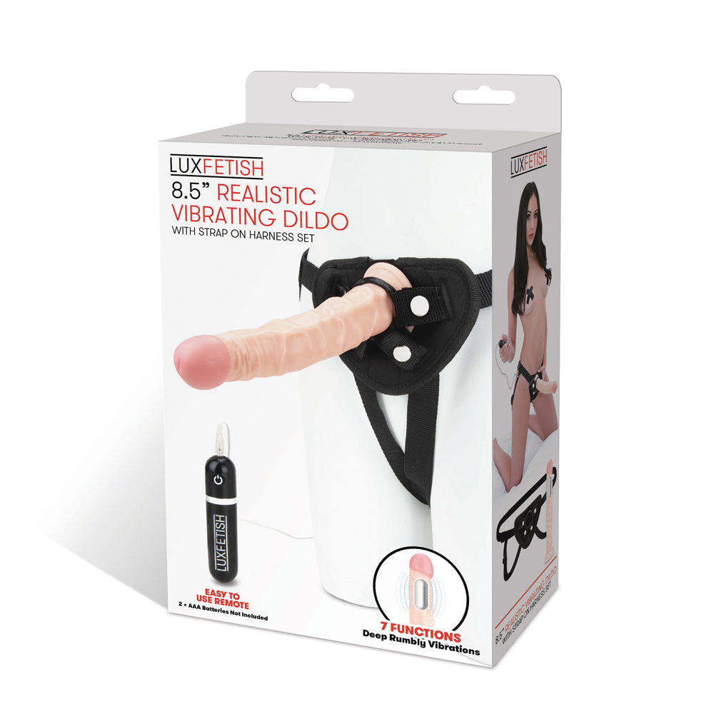 8.5 Inch Realistic Vibrating Dildo & Strap-On Harness Set
