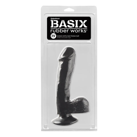 Basix Rubber Works 7.5 Inch Dong with Suction Cup Black