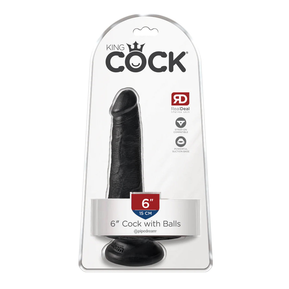 King Cock 6 Inch Cock With Balls Black